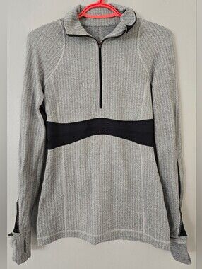 Lululemon Women's Full Tilt Half Zip Pullover Herringbone Grey Size 6